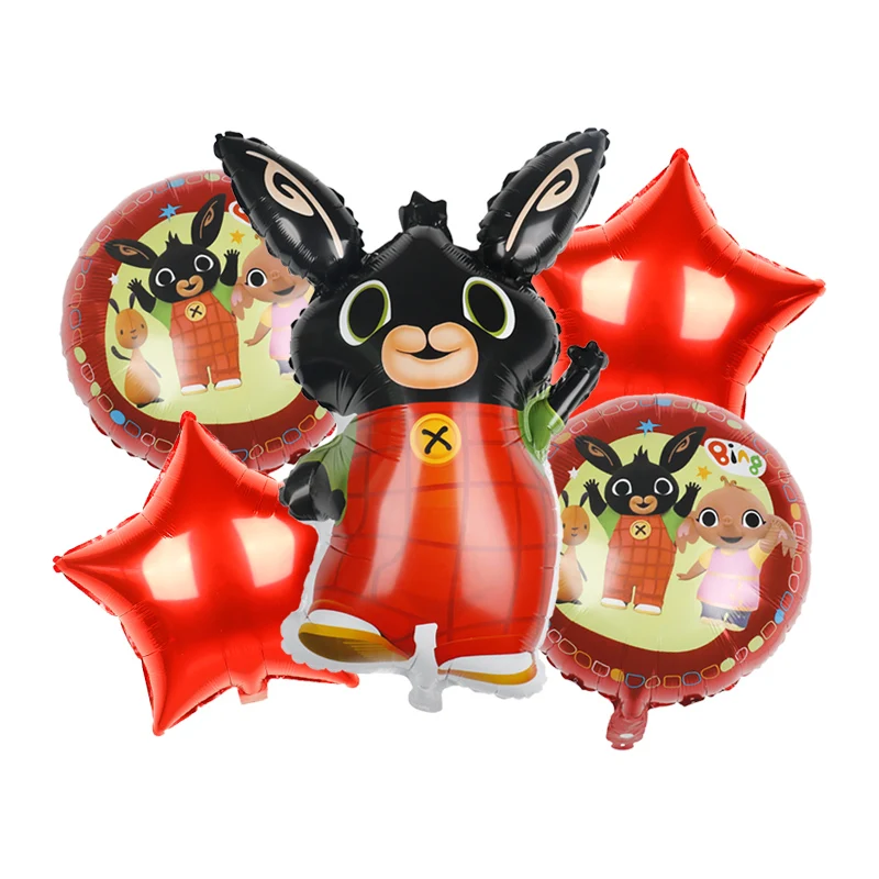
5pcs/bag Cute Bing Bunny Foil Balloon sets Cartoon Bunny Balloon happy birthday Baby Shower Party Decoration Balloons Supplies 