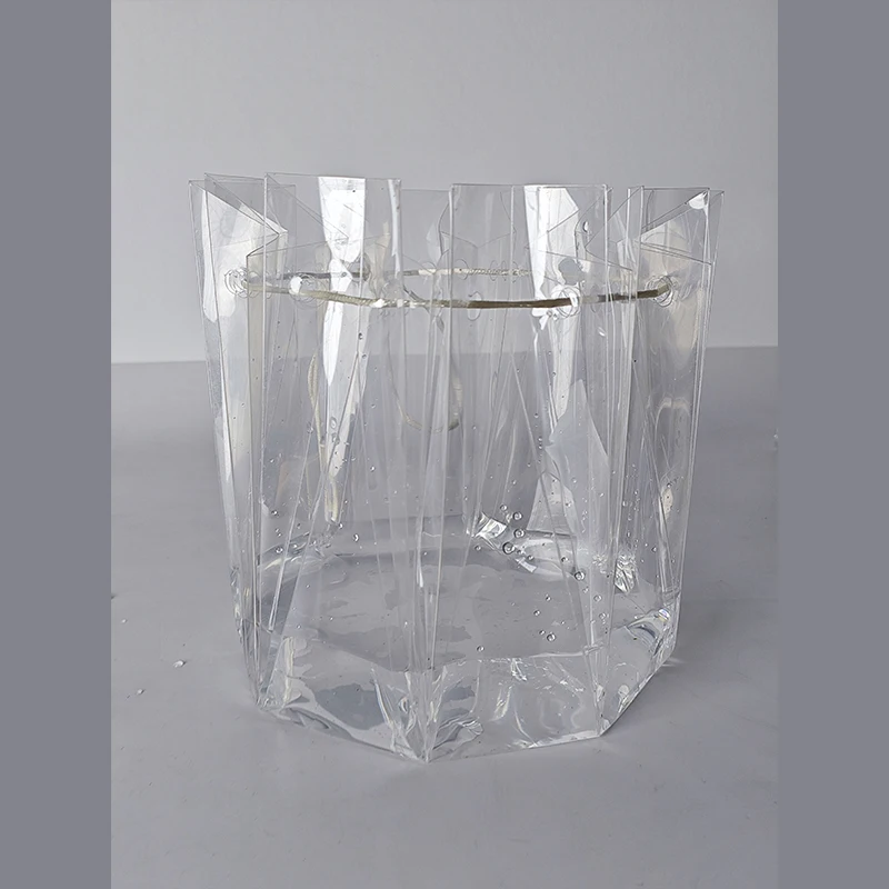 New round transparent flower bag box PVC multi-angle waterproof three-dimensional flower shop supplies