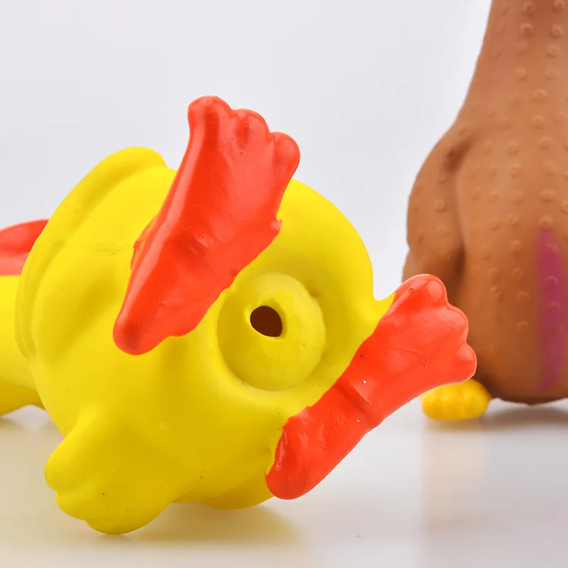 Pet training assorted colors large dog toy chicken with squeaker