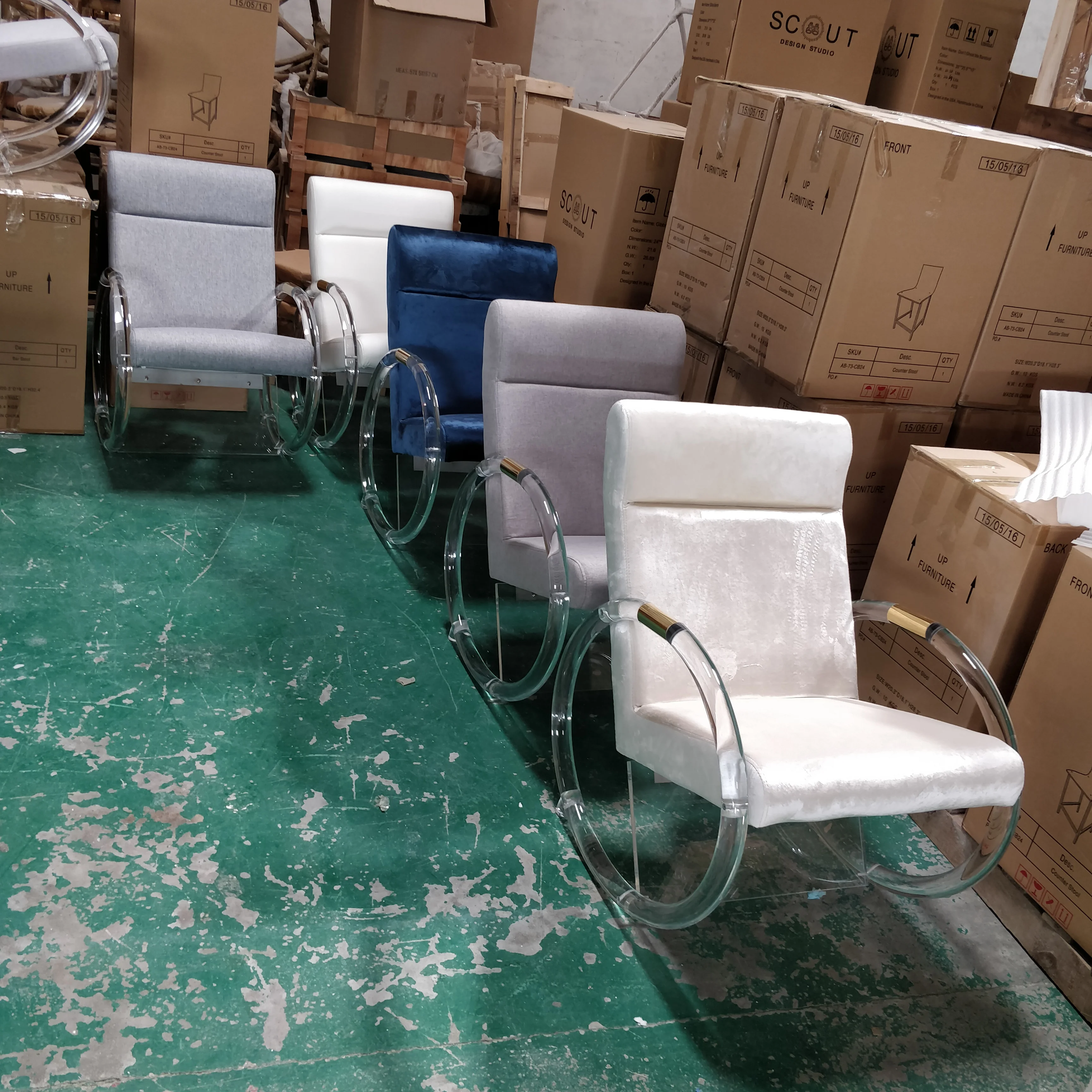 
Acrylic Leisure Rocker chairs with beautiful cushion 