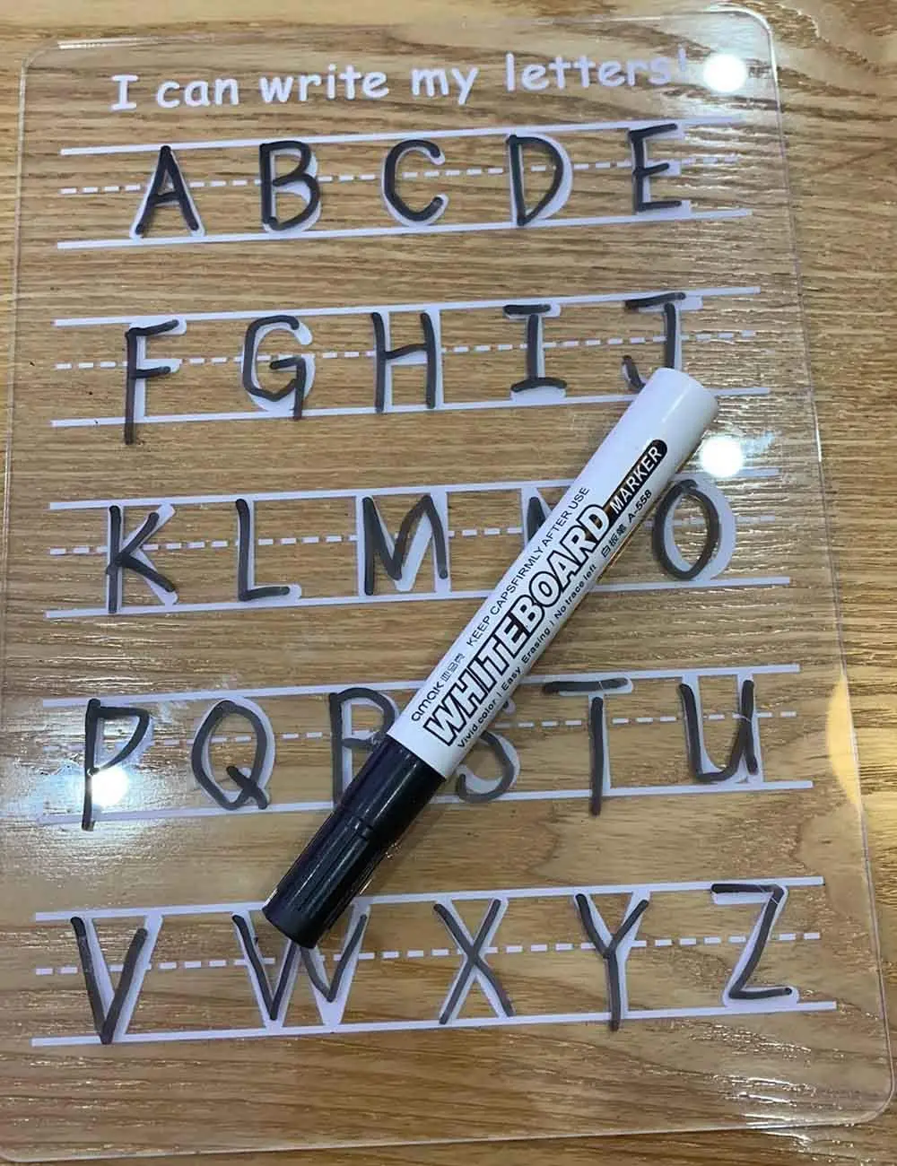 Acrylic Dry Erase Board Kids Personalized ABC Letters Numbers Wipe Off Trace Boards Mess Free