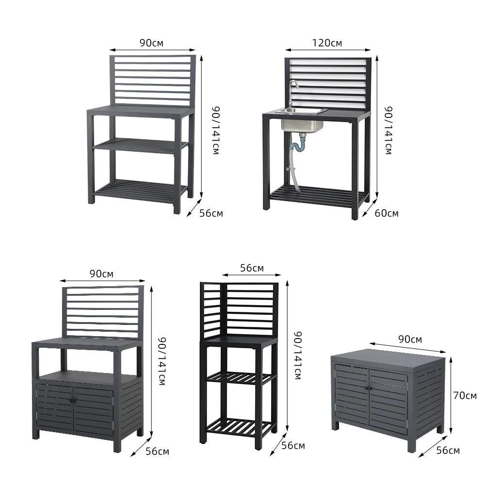 Wholesale Black Drawer Commercial Outdoor Kitchen Aluminum Garden Modular Outdoor Kitchen Island Bbq Outdoor Kitchen Cabinet Set