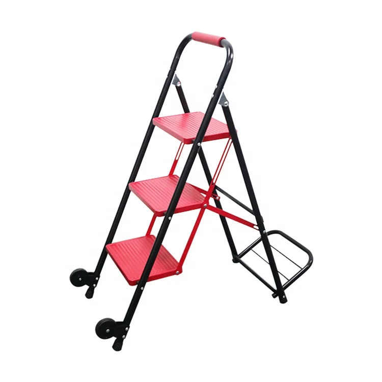 Складская стальная безопасная подвижная платформа лестница с колесами