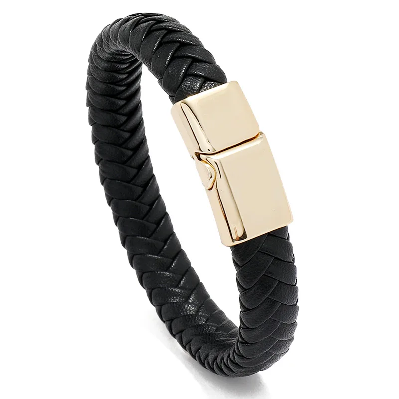 MCA016 Unisex Braided Leather Bracelet with Magnet Buckle Personalized PU Leather Cord Men Women Punk Style Gift Wedding Party