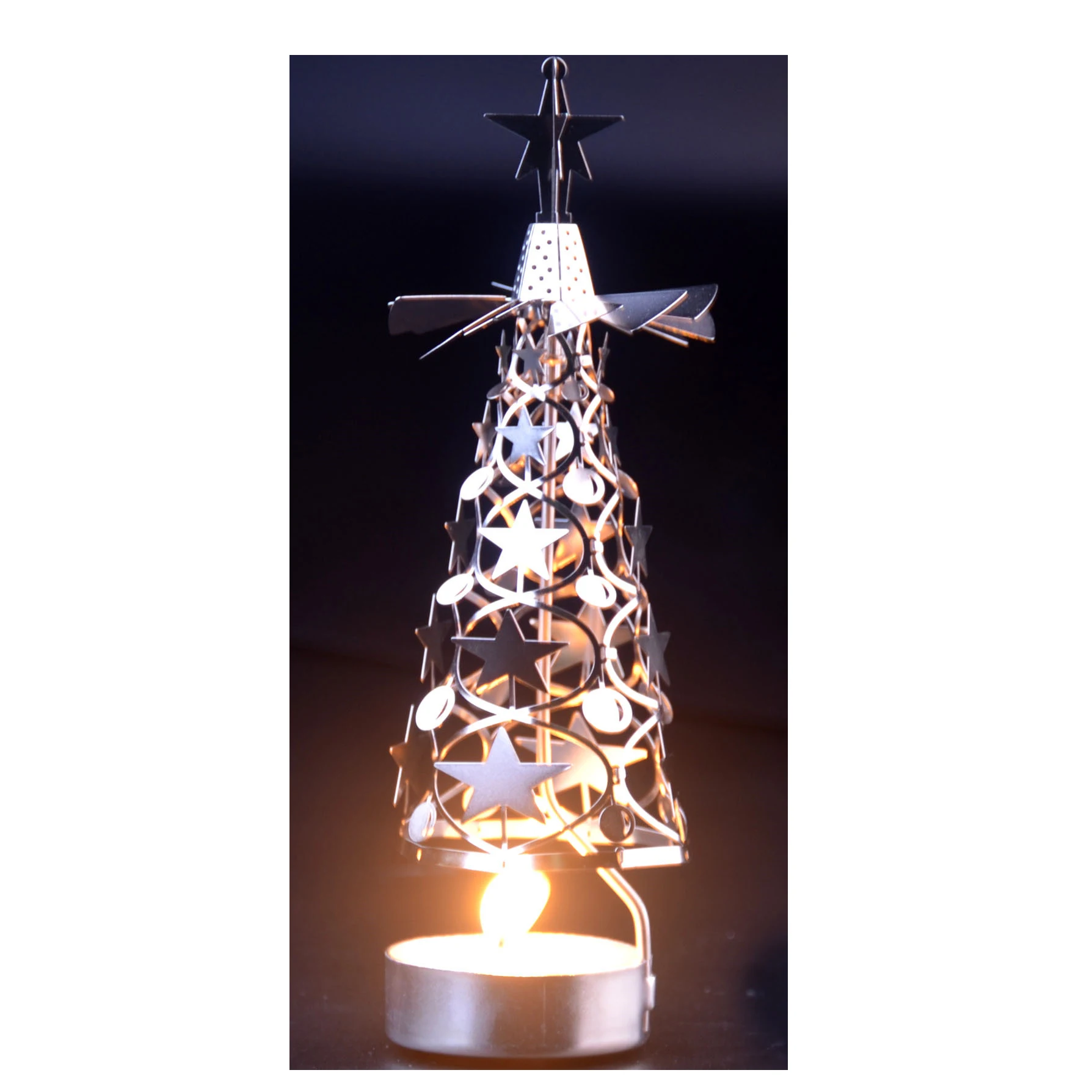 Wedding Metal Tower Shape Circle Hollow Art rotary Tea Light Candle Holder for Home Decor