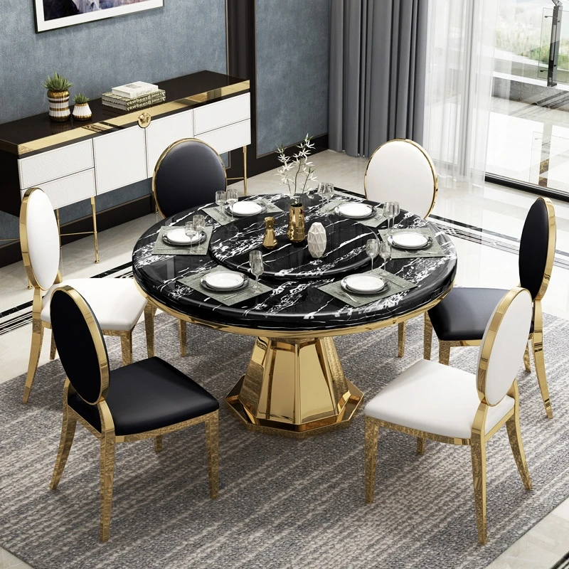 gold leg designs luxury modern round marble top dining room furniture tables set