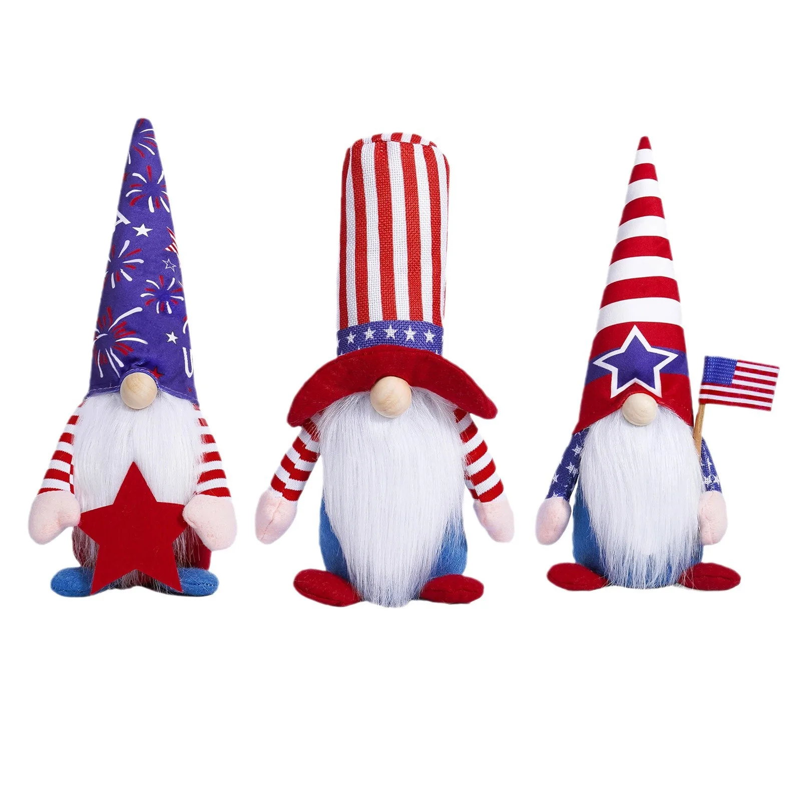 National Independence Day Fourth 4th Of July Patriotic Gnome Plush Doll Elf Dwarf Faceless Doll American Flag Ornament Decor