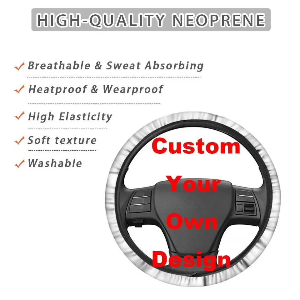 Drop Shipping Green Camouflage With Brown Leopard Print Custom 3D Print Car Steering Wheel Covers Universal Steering Wheel Cover