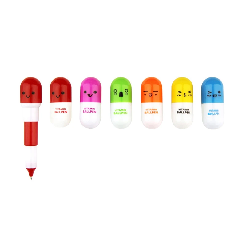 
Lovely Kawaii Pill Shaped Ballpoint Pen Cute learning stationery Student vitamin pill novelty pen 