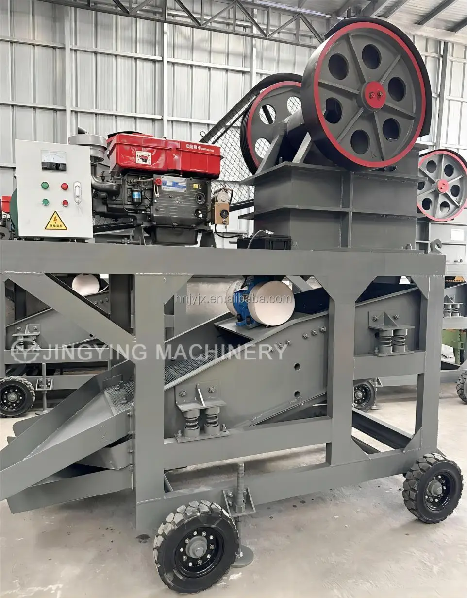 Efficient 20tph Portable River Stone Crushing Machine PE250x400 Mobile Diesel Engine Jaw Crusher With Vibrating Screen For Sale
