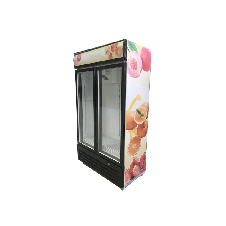 1000L 1200L Factory exports high quality 1200 commercial display glass cabinets commercial vertical showcase For Supermarket