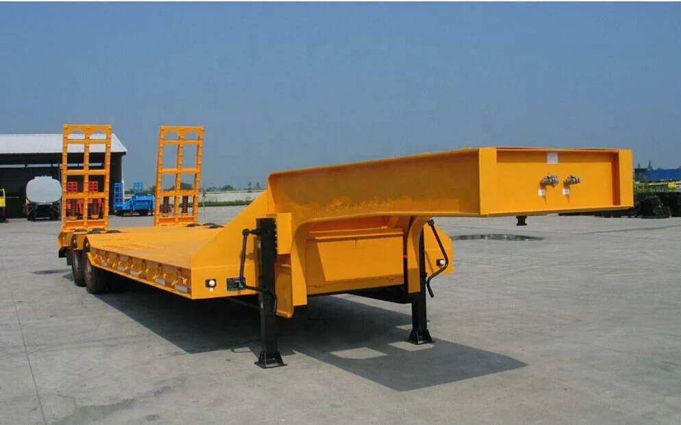 SINO AUTO 60 Tons Lowboy Trailer 40ft Flatbed Trailer 40t Low Bed Trailer