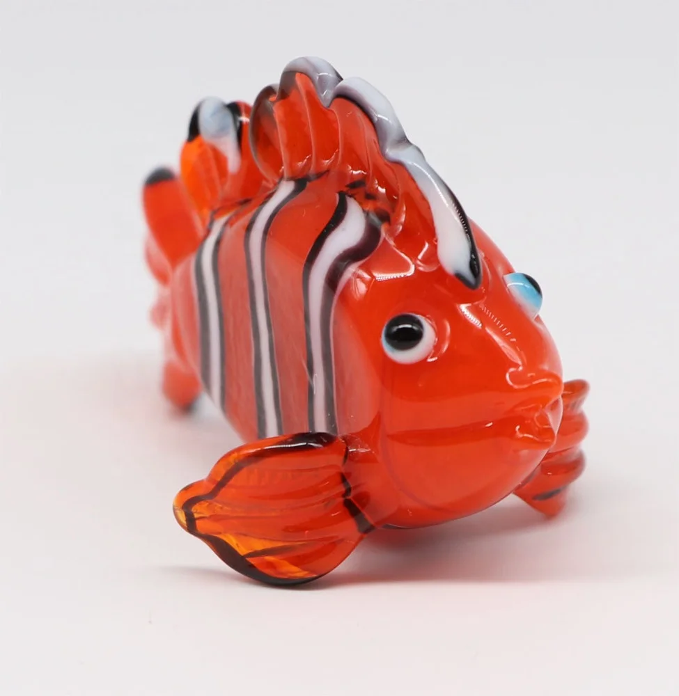 Murano Decorative Art Sculptures Funny Sea Creature Figurines Hand Blown Glass Clown Fish