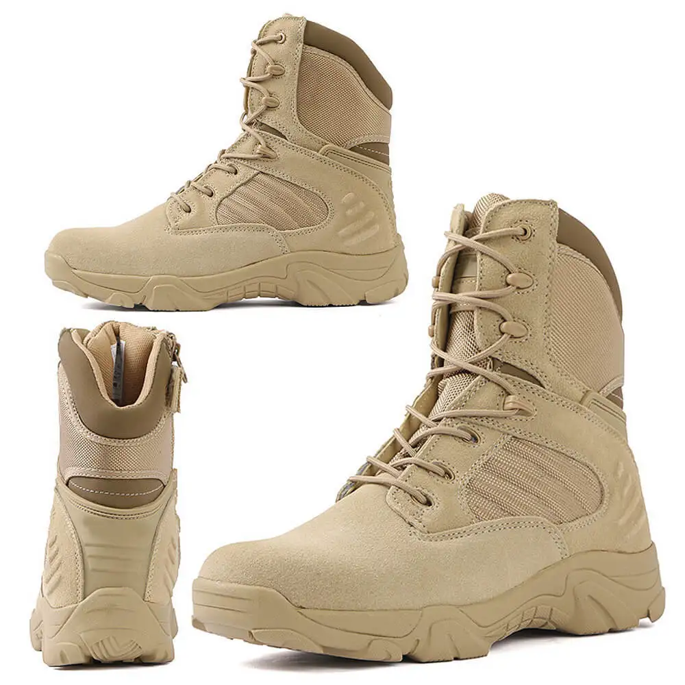 High quality Outdoor Waterproof Rubber leather Boots Tactical men desert jungle safety shoes