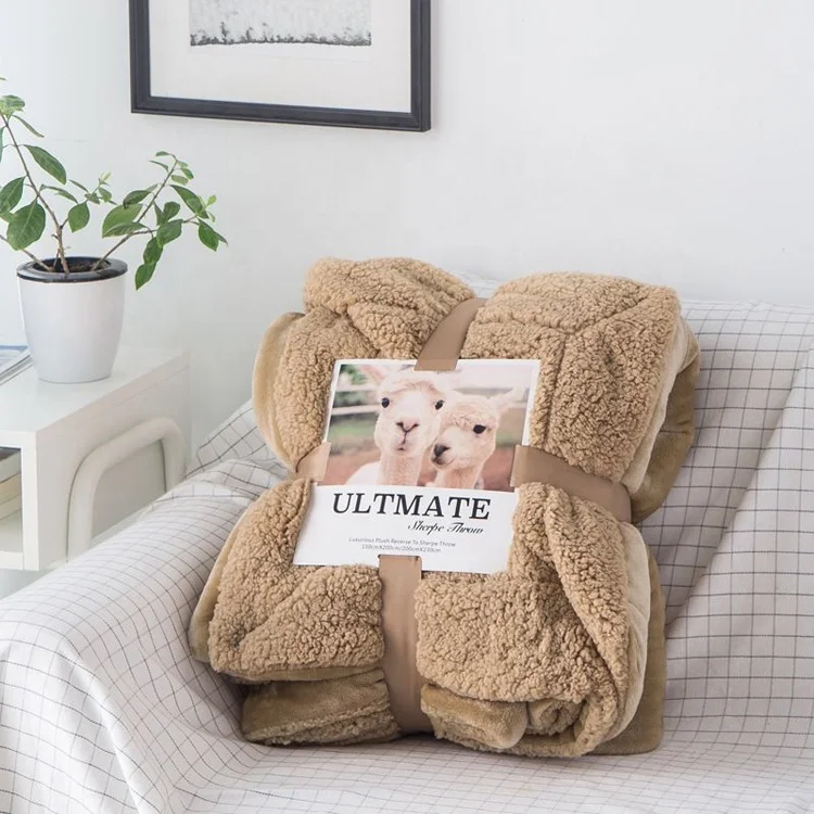 
wholesale knitted printed square flannel fleece sherpa blanket 