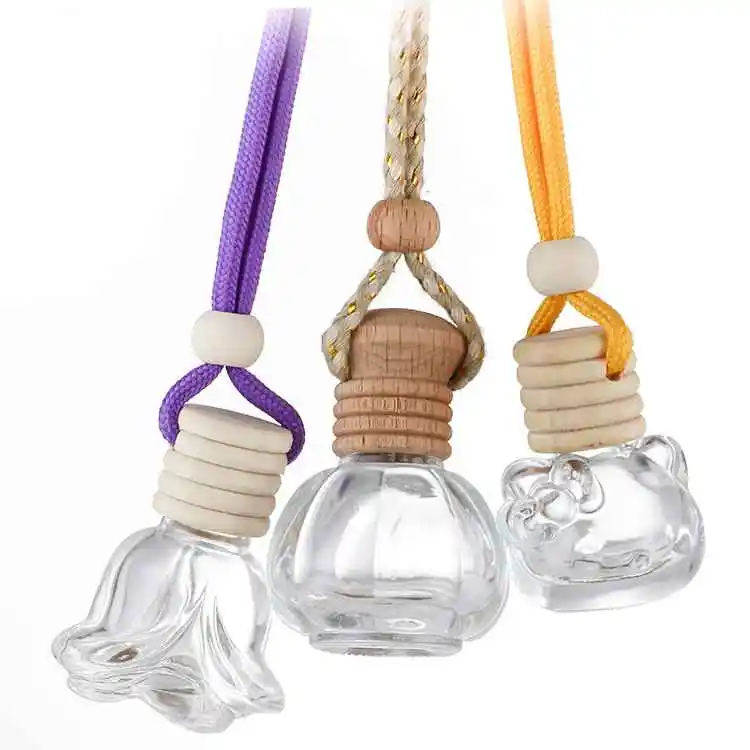 2022 Empty 8ml Car perfume Air Freshener Bottle Glass Screen Printing auto perfume Custom Cork Wooden Customized free sample