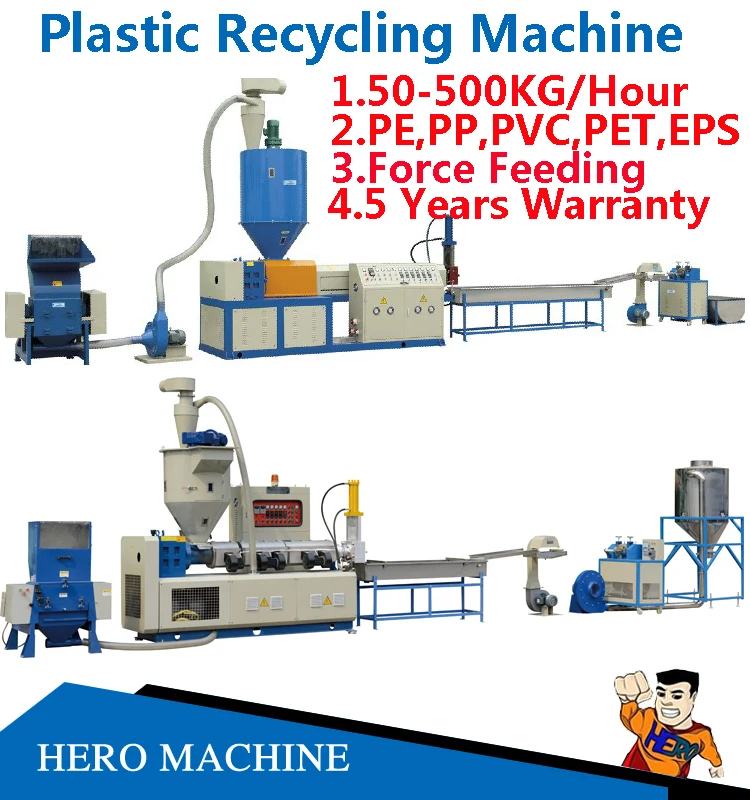 80-500kg/h waste plastic PET bottle flakes hot crusher washing machine line PP PE film agglomerator for plastic recycling