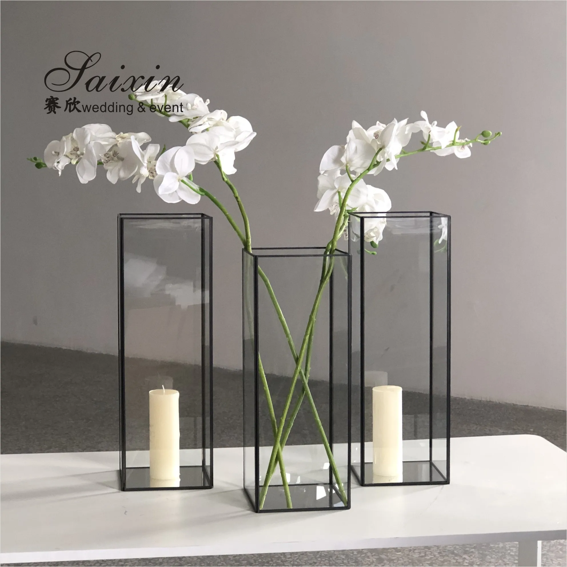ZT-064 Tall Glass lamp candle holders for wedding party decoration centerpieces