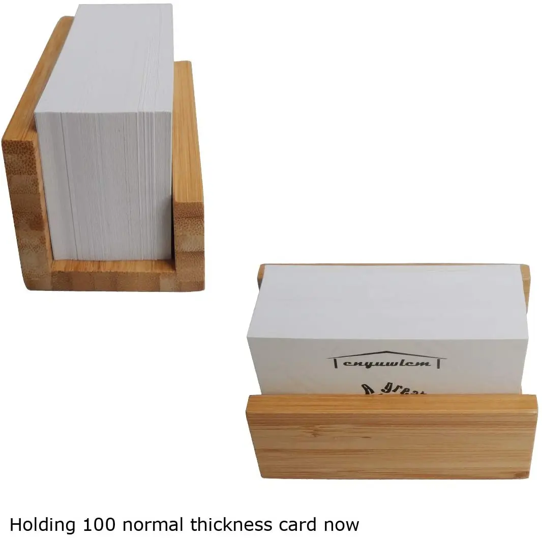 Bamboo Postcard Stand Wood Desktop Business Card Holder Display Stand for Office Desk