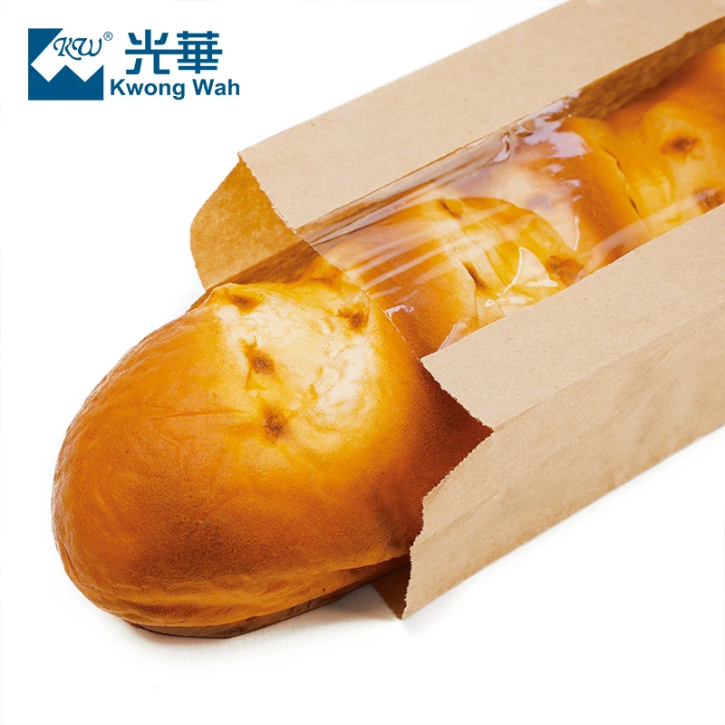 wholesale custom design printed bakery french baguette packaging kraft paper bread bag with window