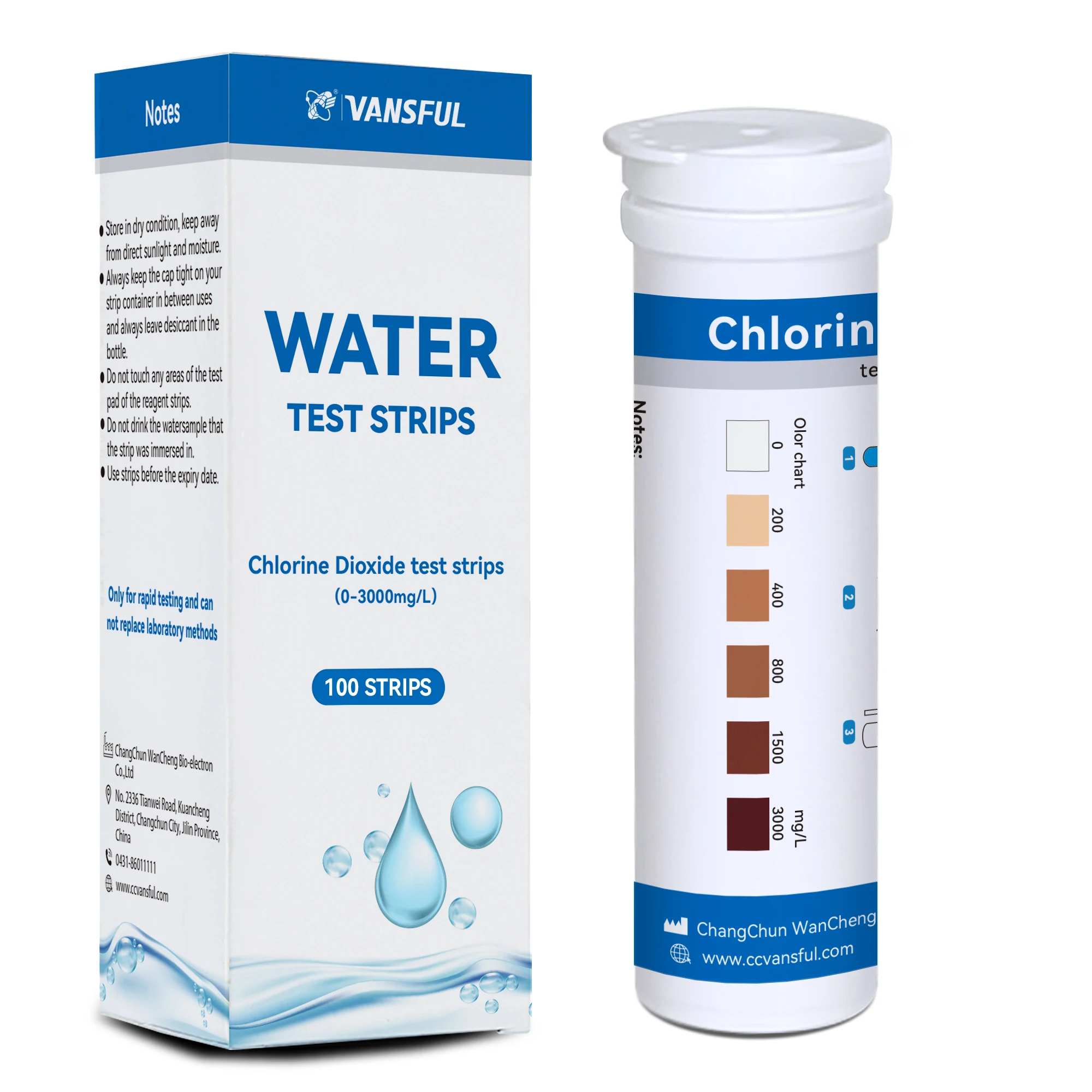 High Quality Chlorine Dioxide Water Test Strips, One Step Water Test Kits