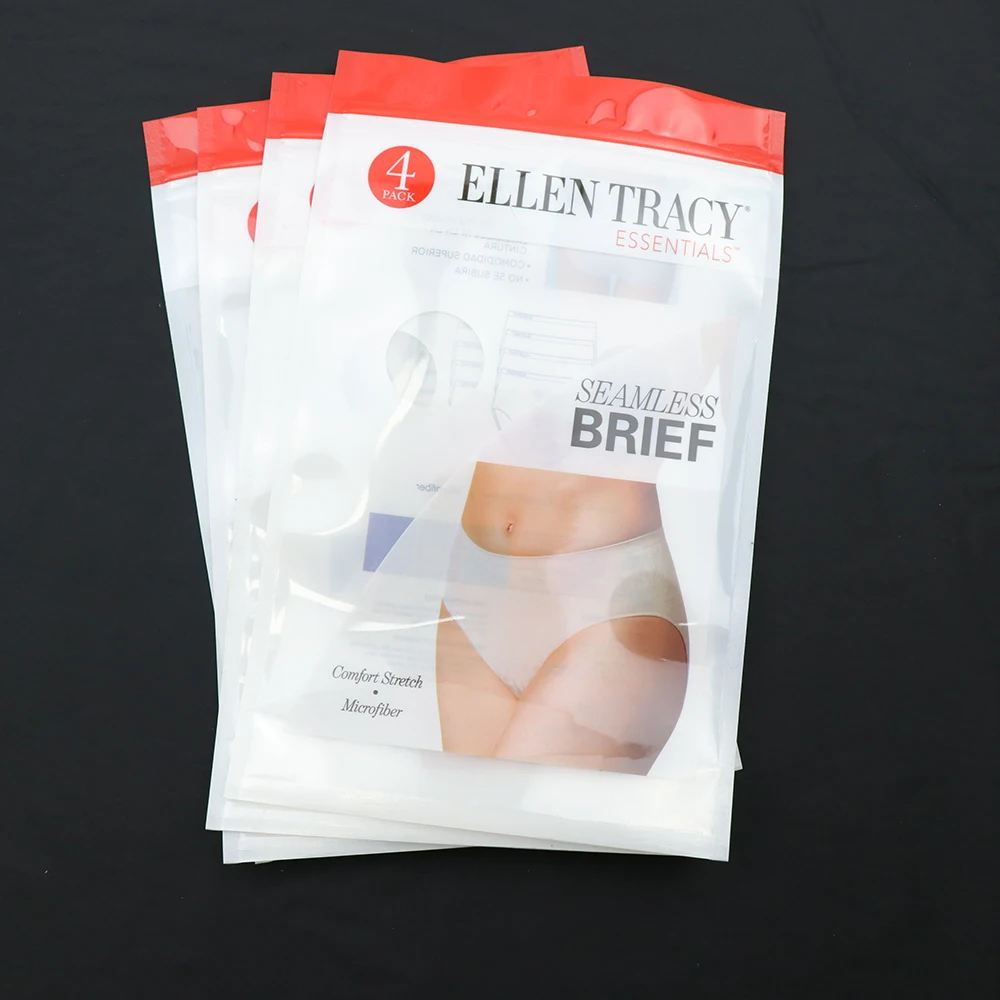 Custom Resealable Garment PET PE OPP Plastic Clothing Underwear Ziplock Zipper Zip Lock Packaging Bags With Hanging Card Hole