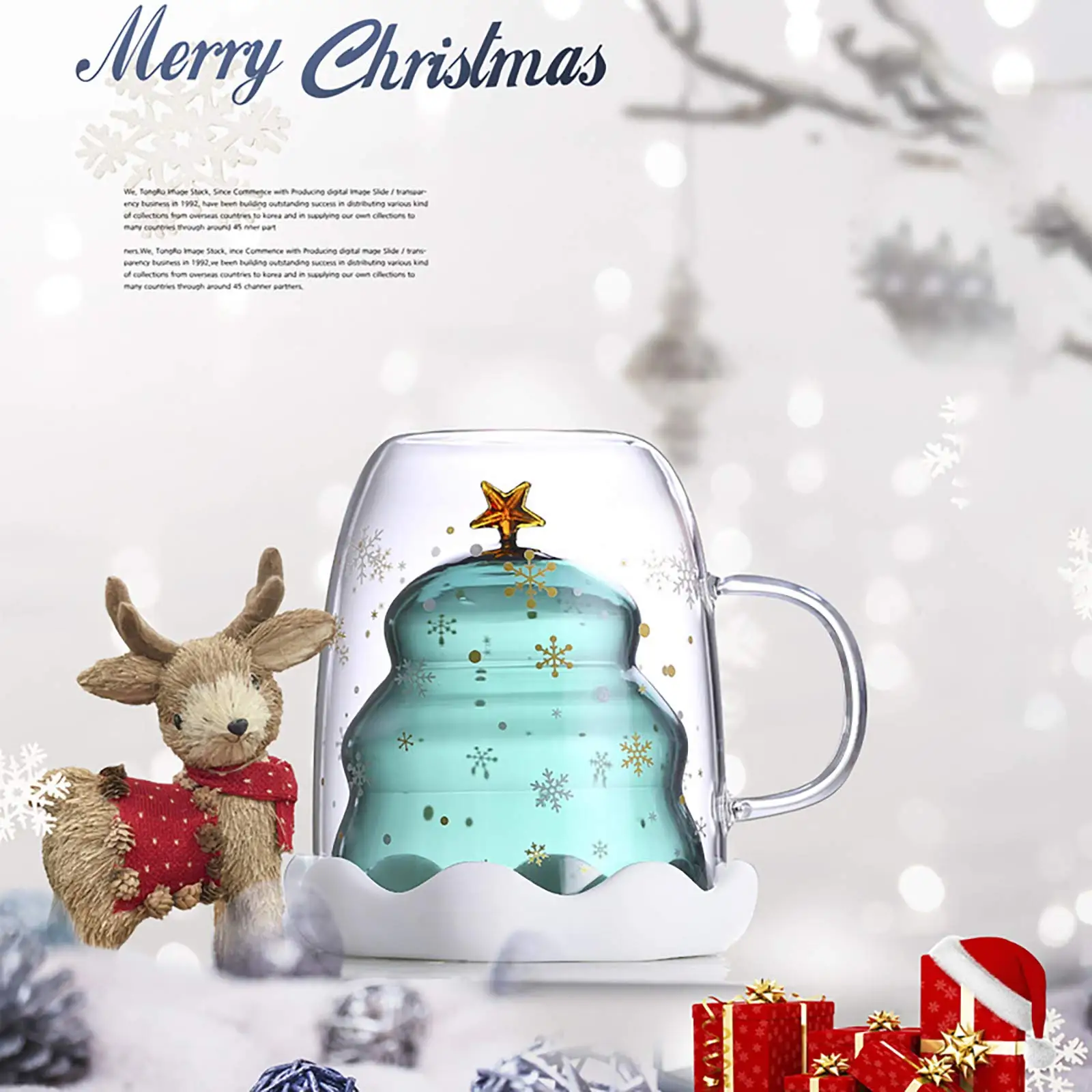 Christmas Gifts New Design Borosilicate Glass christmas tree glass cup