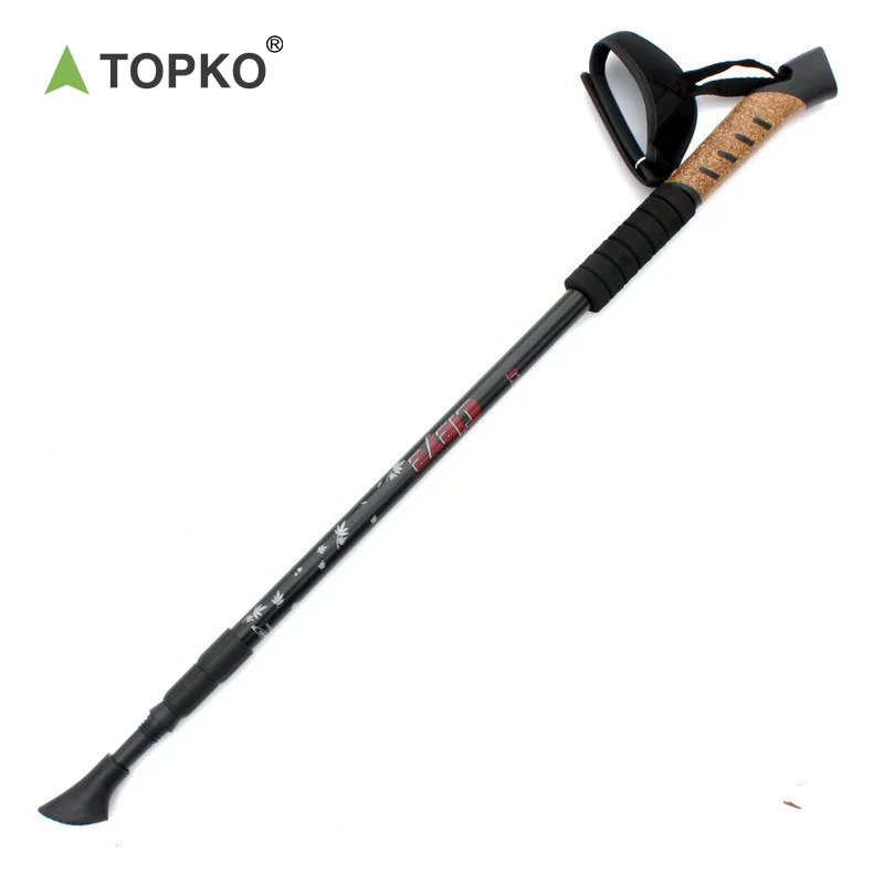 TOPKO Custom LOGO Foldable Cork Aluminum Cane Telescopic Non-slip Cane Trekking Pole Walk Stick