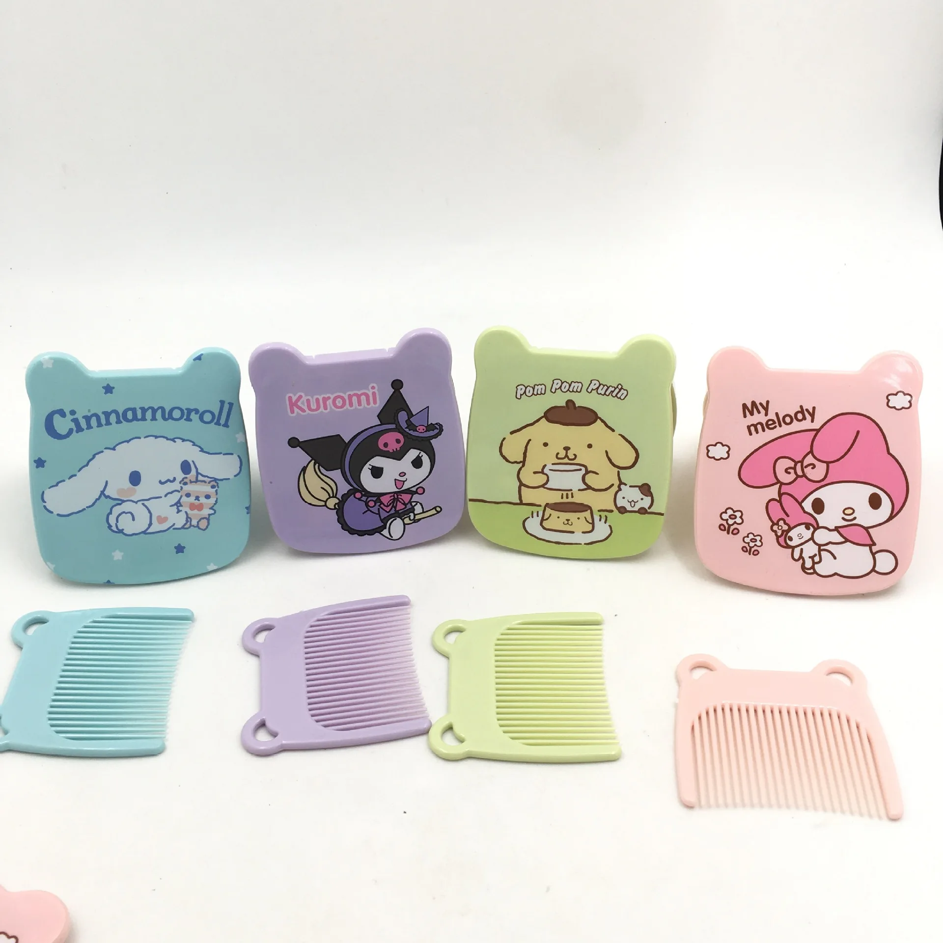 Wholesale Cartoon Cute Kuromi Sanrioed Family Pudding My Melody Comb Mirror set Carries A Small Mirror Make-up Mirror sets YY118