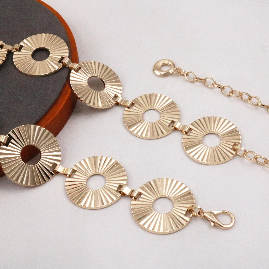 Fashion Metal Round Adjustable Beautiful Light Gold Adjustable Cowgirl Waist Coin Chain Golden Belt Cadena De Cintura