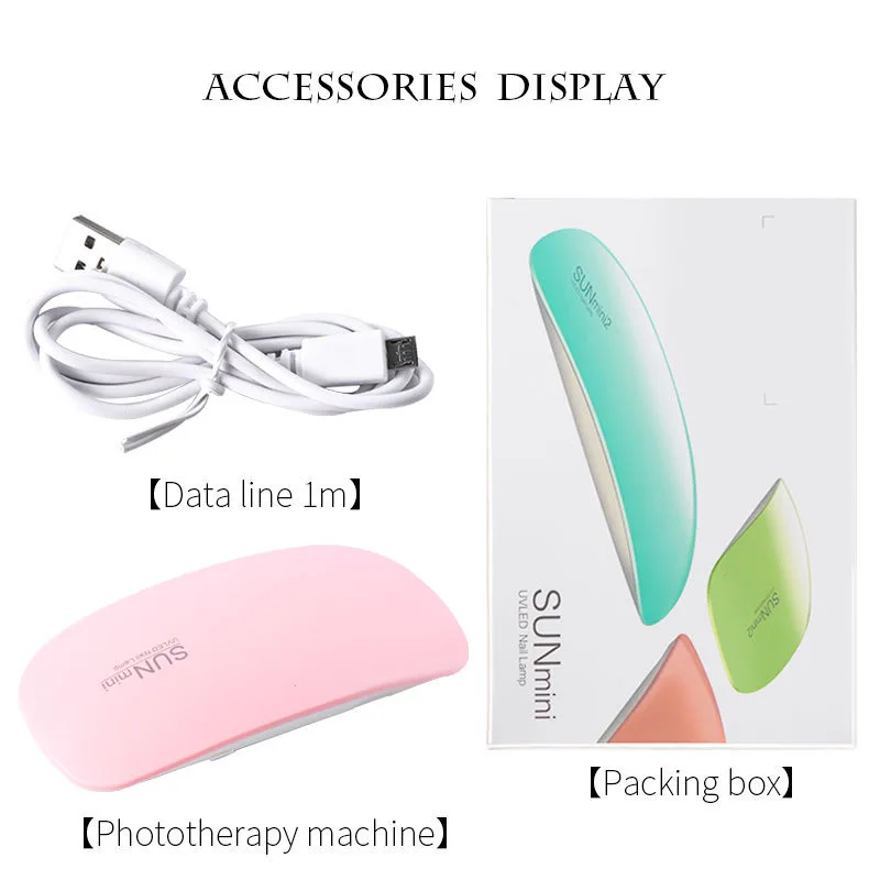 Wholesale Small Mini Portable Mouse Shape 6W  Beads Nail Lamp Pink White Nail Fast Drying Lamp SUN UV LED
