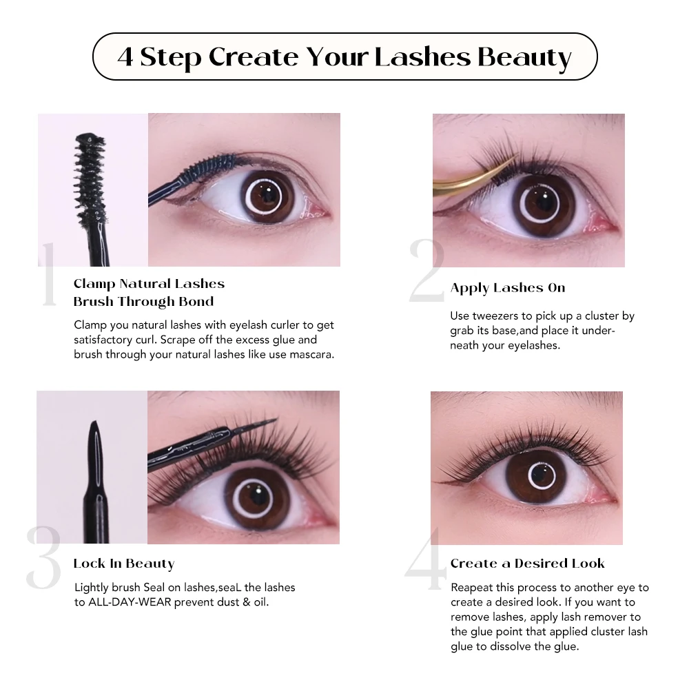 Gollee 30D 40D Packaging Custom Diy Cluster Lashes/Diy Eyelash Extensions Private Label/Diy Lash Extension Kit Bond And Seal