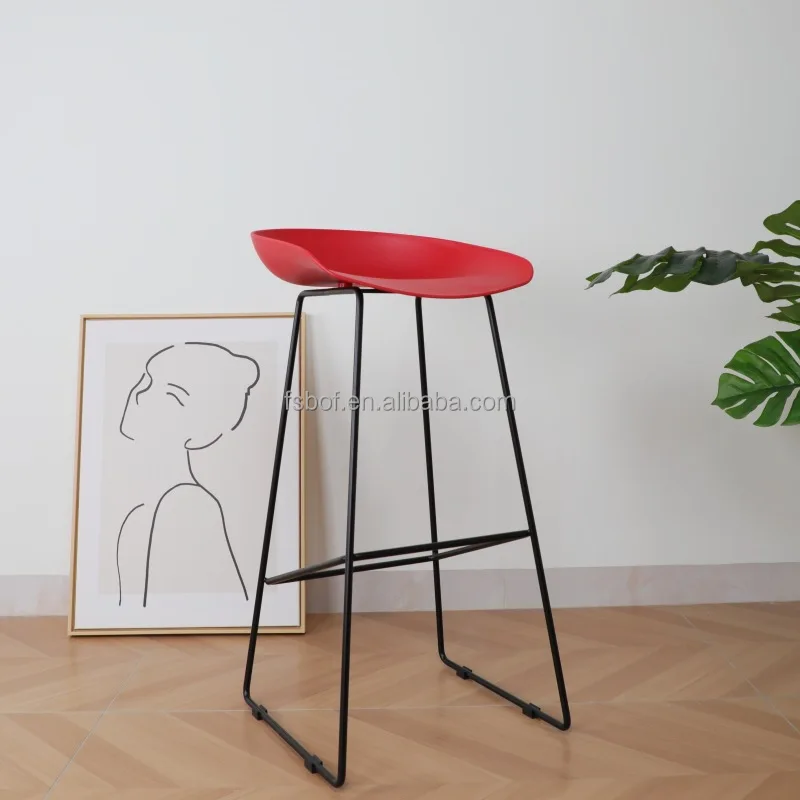 commercial furniture modern leisure plastic bar chair model luxury coffee shop orange bar stool high chair