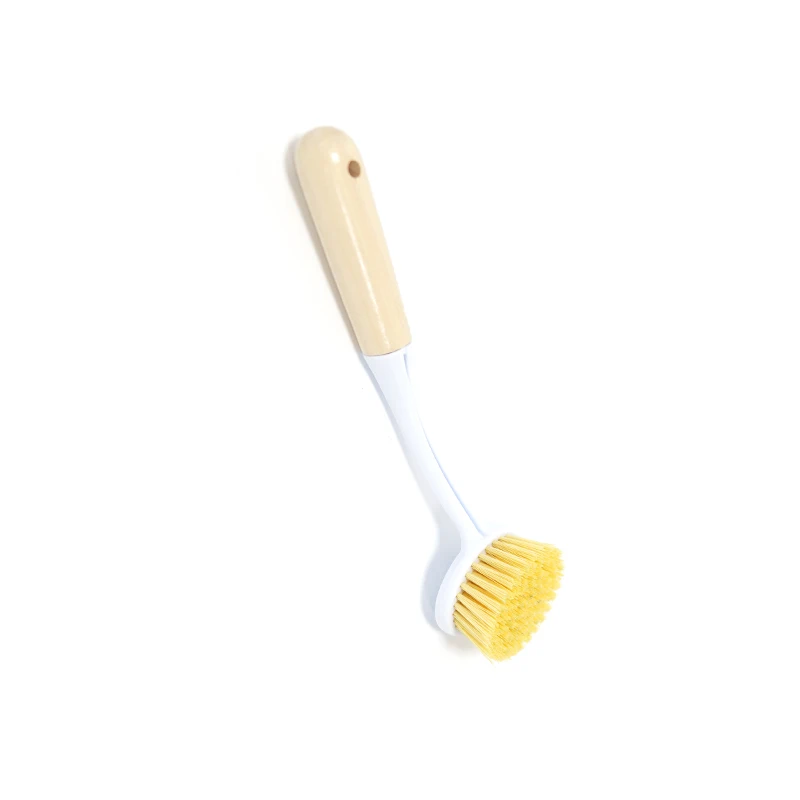 Topwill Kitchen Cleaning Bamboo Natural Round Head Dish Scrub Brush With Wood Handle For Pot Pans Scraper