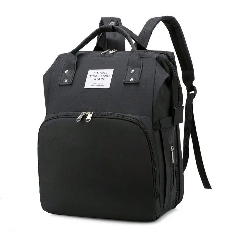Wholesale Hot Travel Multifunctional Mom Backpack Folding Crib Usb baby diaper Bag With changing bed