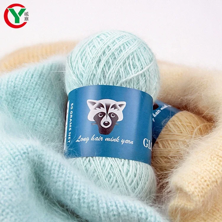 Wholesale Angora Yarn Manufacturers  50g/set Anti-pilling Long Hair Soft Mink Nylon Blended Hand Knitting Yarn