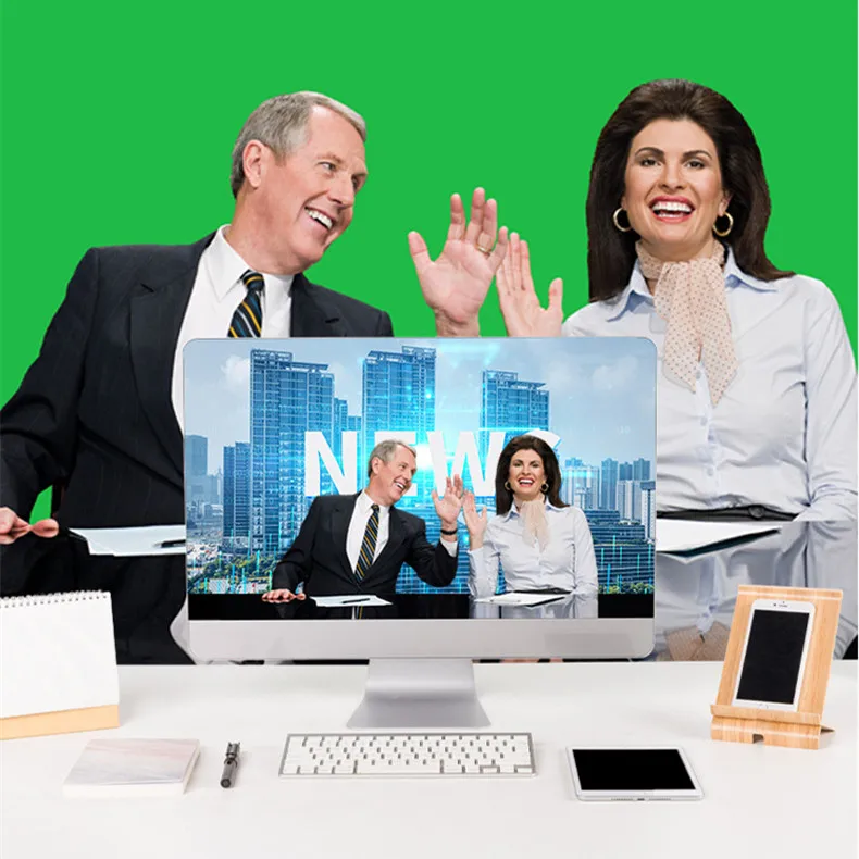 Collapsible Double Side Blue Green Screen Solid Color Photography Backdrop Polyester Online Live Stream Video Studio Backgrounds