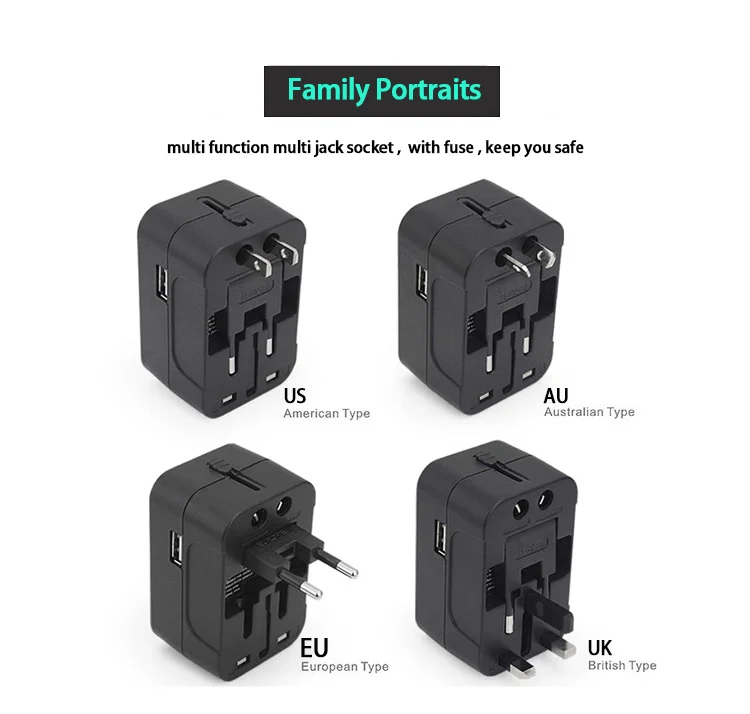 Newest Electrical travel Adaptor Socket Universal Travel Adapter with 5.6A Type-C 4USB UK US AU EU Plug Travel Adapter