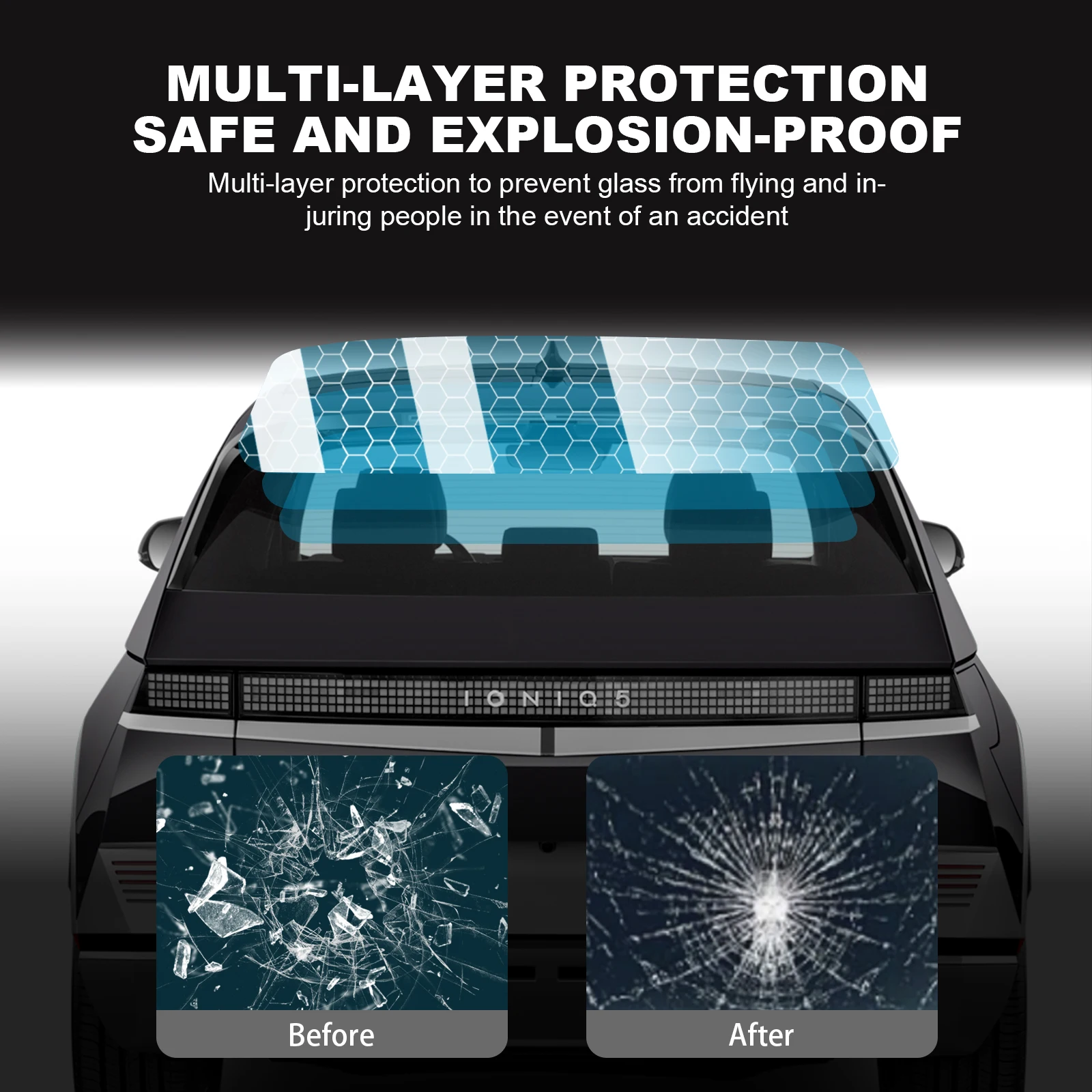 2022-2024 Hyundai IONIQ5 Window Tint Film PVC Solar Film with UV Protection Color Changing PET Body Made for Interior Sunroof