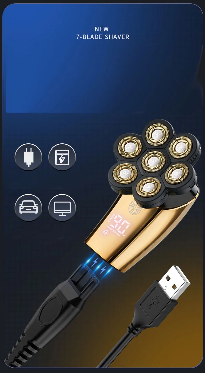 ROZIA  Rechargeable Portable shaving face razor blade usb skull shavers  refreshments razor shaving razor for man 2