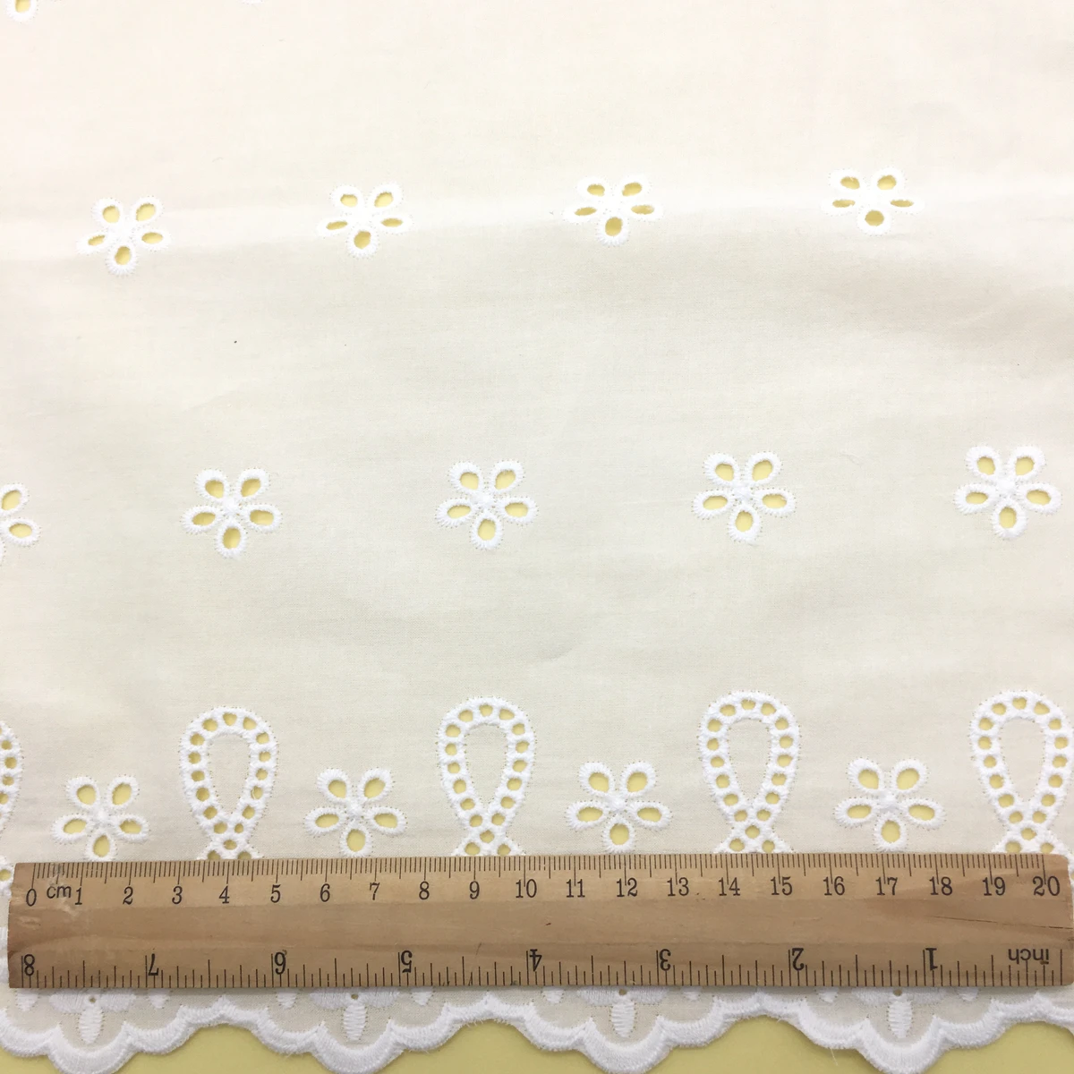 Competitive Price New Design CRF2183 100% Cotton Designed Border Embroidery Lace Fabric with Holes for Wedding Dress