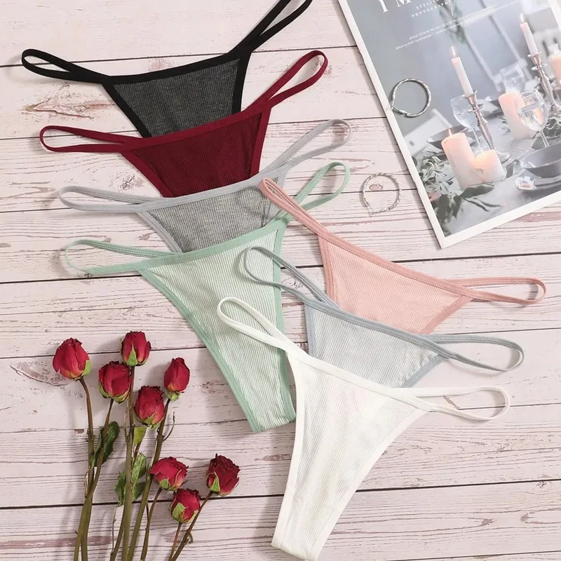Thongs Women Sexy Panties Low Waist G-String Cotton Women Underwear Female Thong Womens Intimates Thongs Lingeries Tangas 0699
