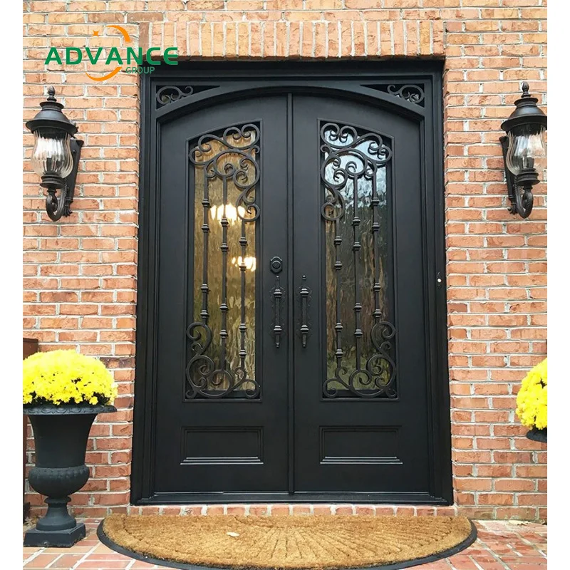 Exterior iron doors entrance wrought iron double door