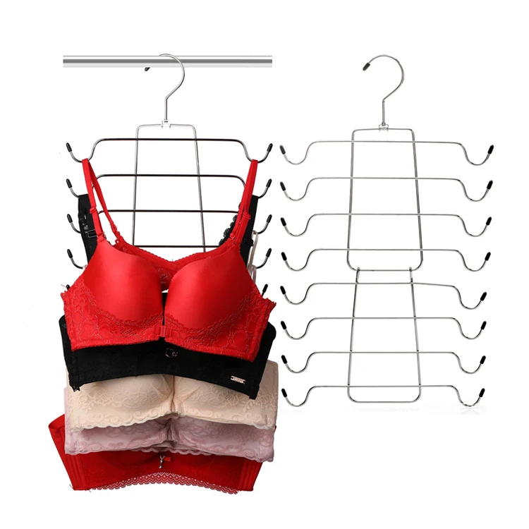 Multilayer Foldable Metal Bra Hanger 8 Layers Stainless Steel Folding Tank Tops Hangers Clothing Organizer For Bras Camisoles