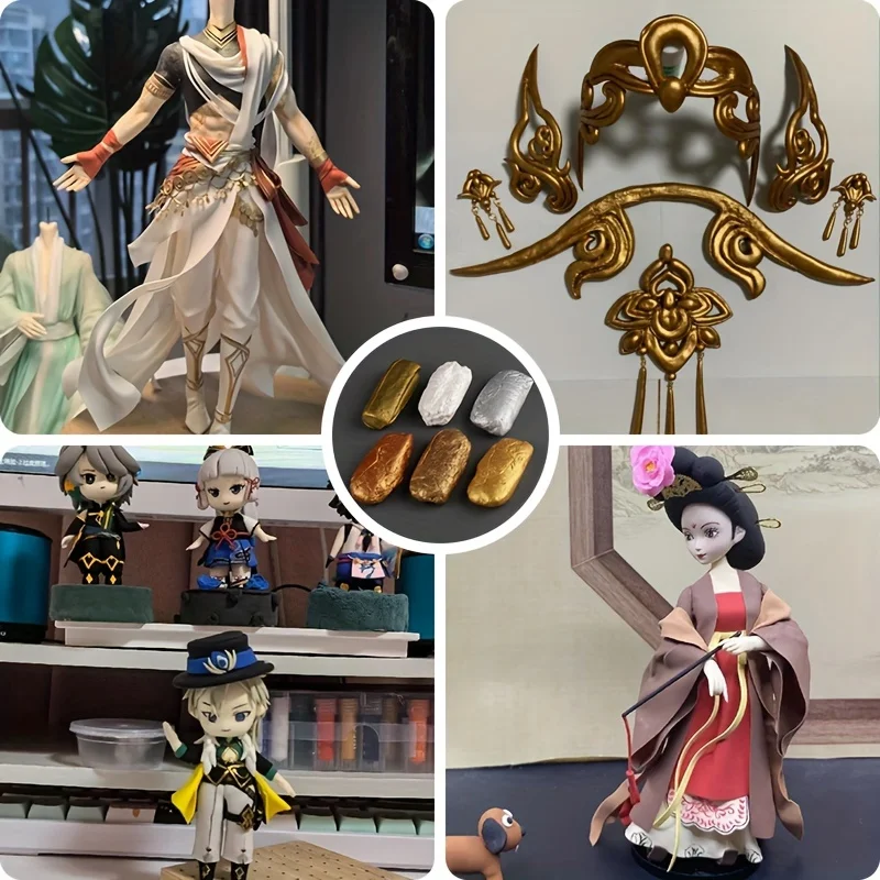 6 Colors Modeling Clay, Metallic Resin Clay, Resin Clay for DIY Handmade Doll and Pottery Sculptures Making