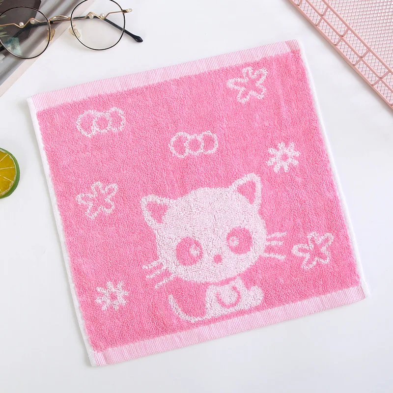Cartoon Design Super Soft Kindergarten Mini Towel Small Square Children Handkerchief Kids Face Hand Towel