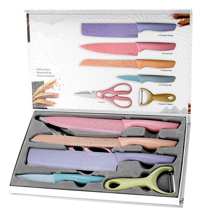 Wheat straw 6-piece stainless steel knife set
