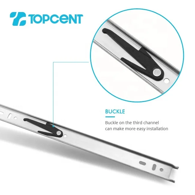 Topcent 35/45mm Blue Zinc Plated Ball Bearing Drawer Slide Full extension Furniture Drawer Railing Runner Table Slide Rail Guide
