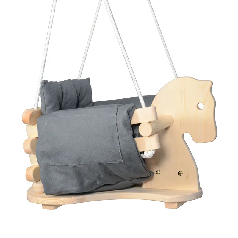 wooden swing seat with safety belt for baby