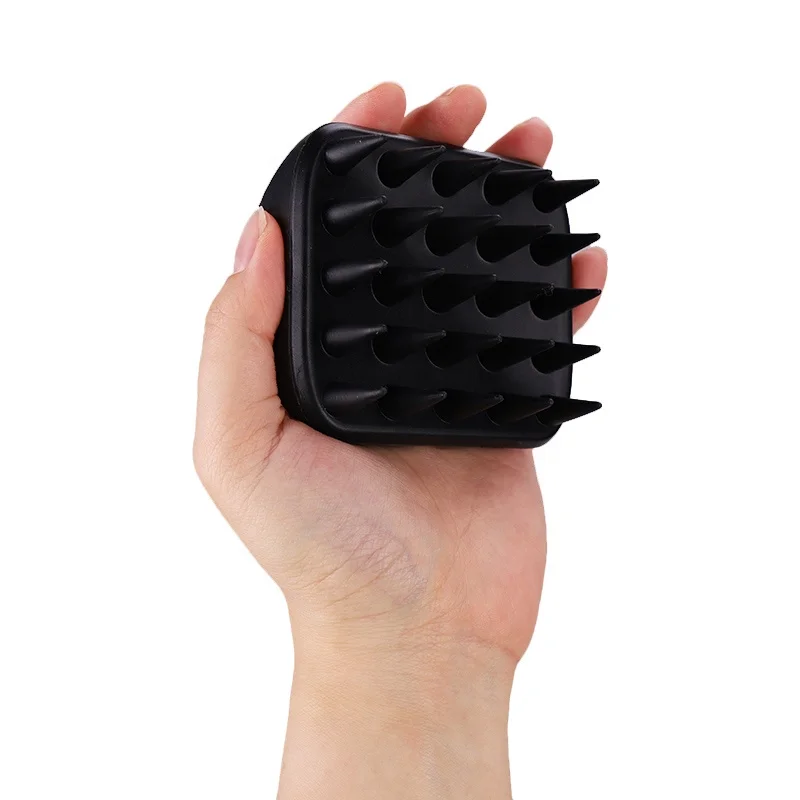 High Quality Private Label Scalp Care Black Hair Brush Silicone Shampoo Brush Hair Head Scalp Massager Brush For Men Women